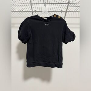 Nº21 Kids Black Puff Sleeve Sweatshirt with Gold Accents Size 14 Years